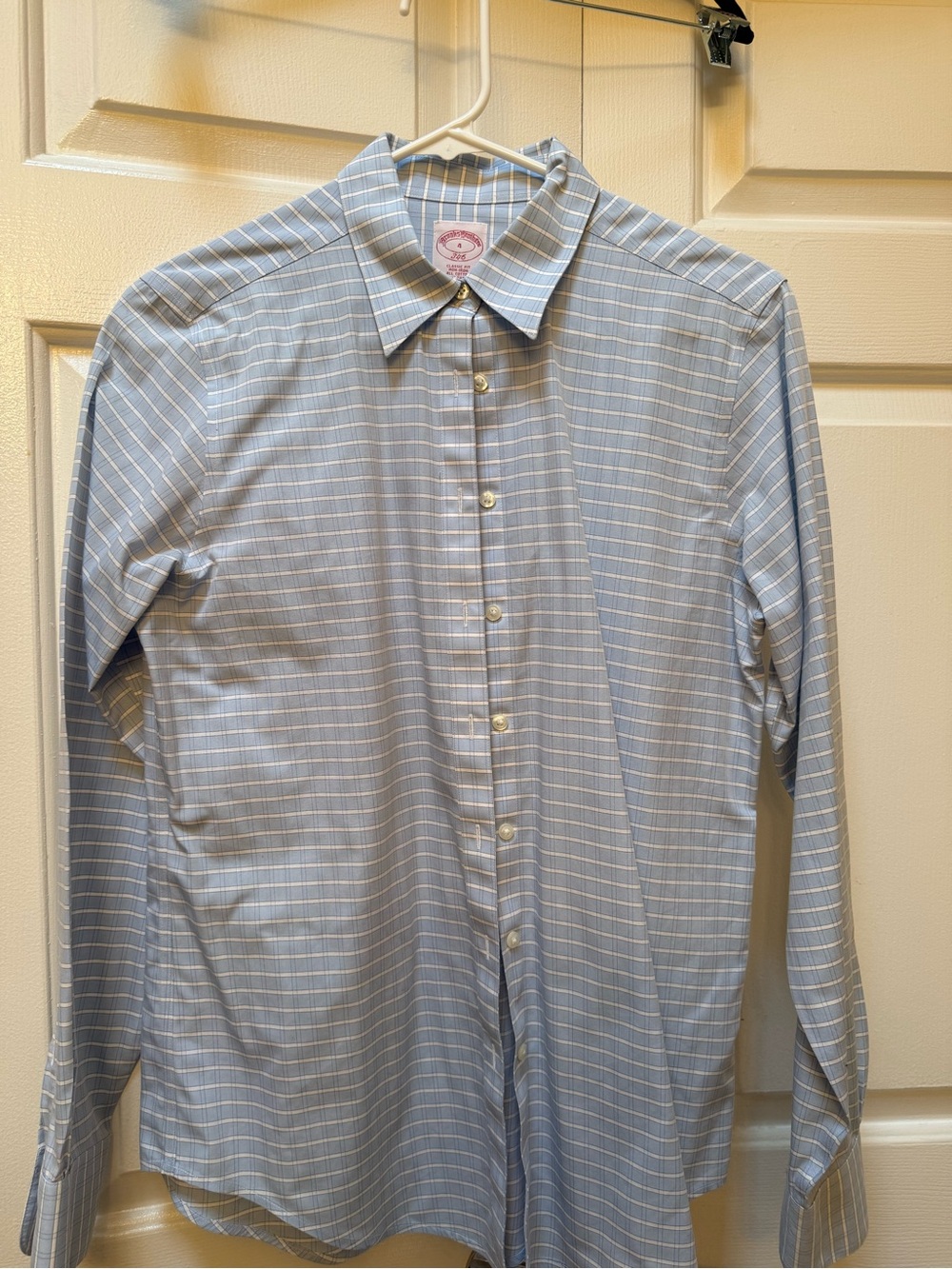 Brooks Brothers Blue and White Windowpane Dress Shirt